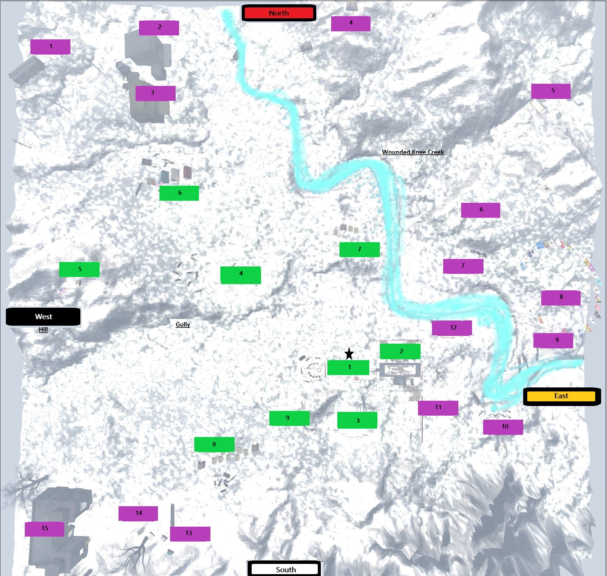 Map of Wounded Knee Exhibit Overview Map with Labels